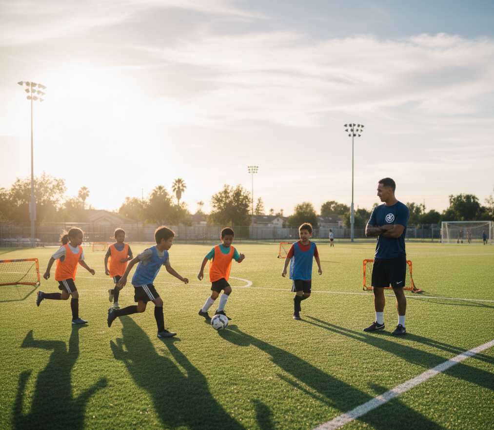 Small-sided youth game focused on quick decisions.